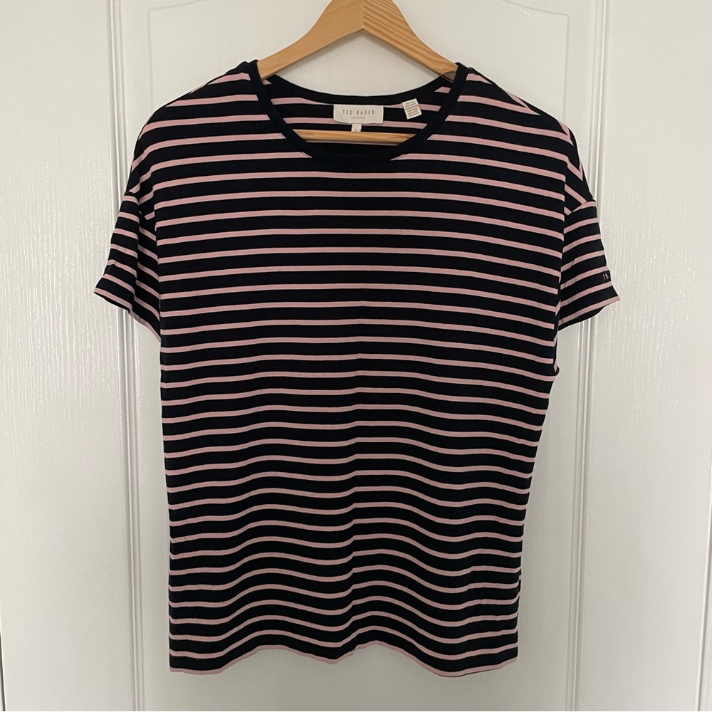 Ted Baker Striped Pink/Navy T-Shirt